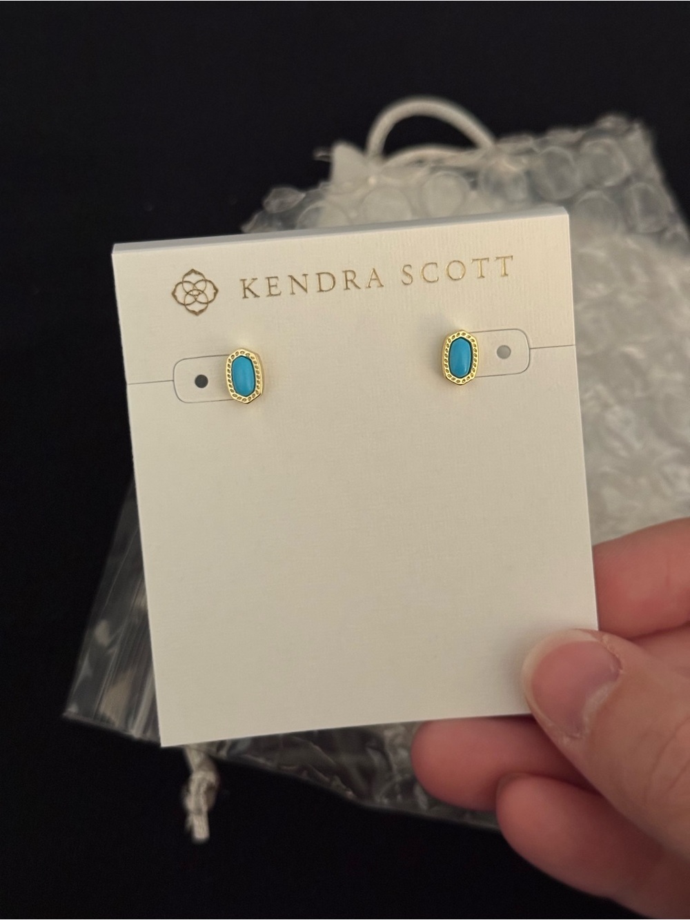 Kendra Scott Gold and Turquoise Oval Stud Earrings